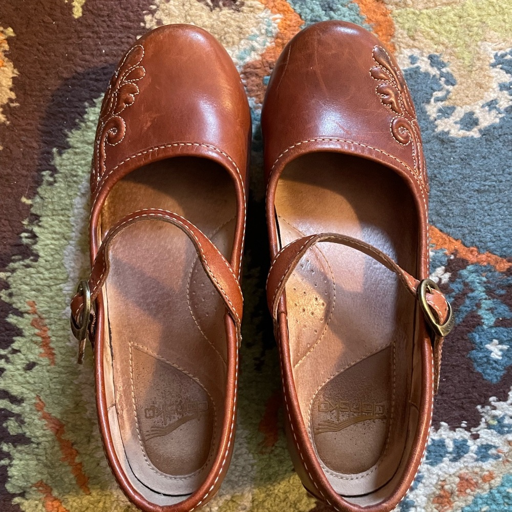 Brown Leather Dansko Mary Jane Shoes